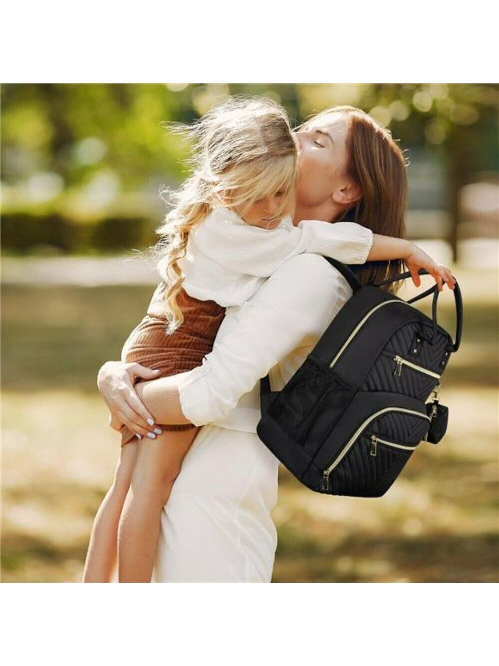 Diaper Bag Backpack Large Capacity Baby Travel Bag with Pacifier Holder Black - Picture 2 of 8
